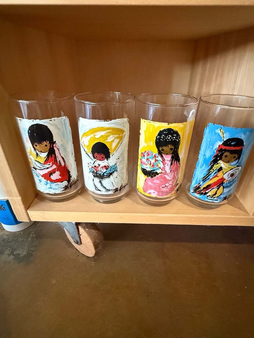 Ted DeGrazia Children of the Southwest Vintage Libbey Tumbler Glasses Set of 4